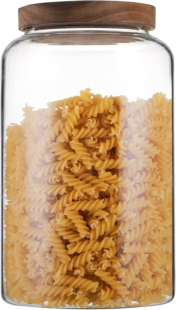Bekith 100 FL OZ (3000ml) Large Glass Food Storage Jar with Airtight Wooden Lid, Glass Storage Canisters Container, BPA-Free Cereal Dispenser Jars for Spaghetti Pasta, Tea, Coffee, Spice
