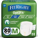 FitRight Adult Diapers, Ultra Heavy Absorbency, M (Waist Size 32in-44in), 80 Count, OptiFit Incontinence Briefs for Men and Women, Disposable, Moisture-Wicking, Leak Protection,
