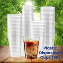 16 Ounce Crystal Clear PET Cups for Iced Coffee, Cold Drinks, Slush, Smoothy's, Slurpee, Party's, Plastic Disposable Cups (50)