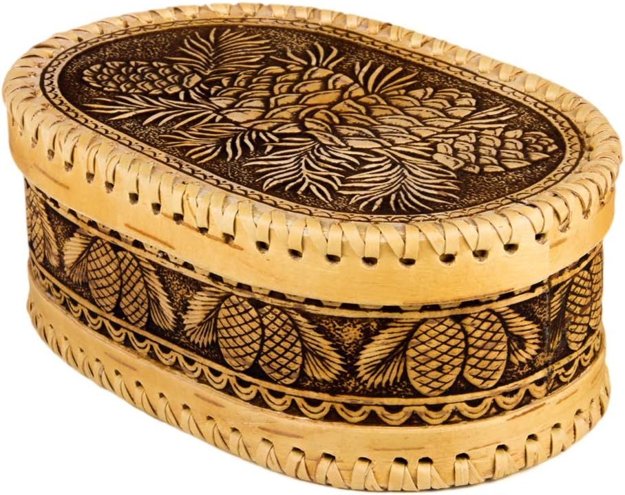 Bread Container Bread and Salt Design Birch Bark Box Birch Container Wooden Keeper (7.9x4.9x3.3)