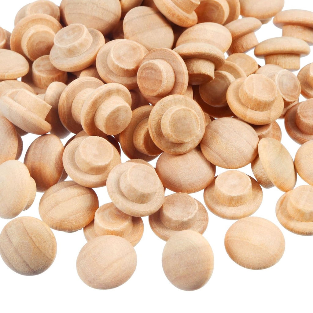 200 Pieces Wood Plugs Screw Hole Plugs Button Screw Plug Wooden Button Plugs Hole Plugs Mushroom Wood Caps Wood Screw Covers Wooden Screw Plugs Hardwood Hole Plugs for Locking Hole(3/8 Inch)
