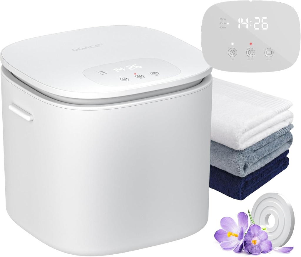 DOACE Upgraded Towel Warmer Bucket, Small Size Towel Warmers with Auto Keep Warm, Heat Time 20/40/60 Min Adjustable and Delay Time Up to 24 Hours, Hot Towel Warmer for Bathroom, Gift for Father's Day