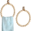 Sieral 2 Pcs Boho Towel Rack for Bathroom Rustic Handmade Wooden Bead Towel Ring Farmhouse Holder Wall Mounted Hanger Decorative Home Decor for Kitchen Toilet Wall, 7.5 Inch