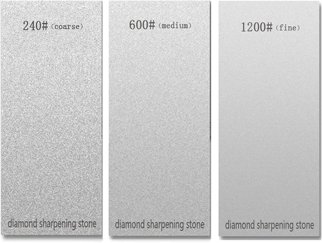 3 PCS Diamond Sharpening Stone Diamond Knife Sharpener Plate Honing Whetstone for Knives Chisel (240#+600#+1200#)