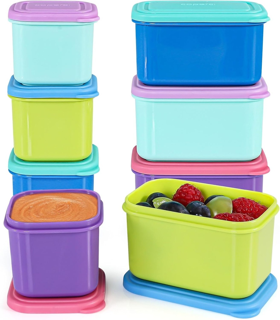 Caperci Small Food Containers with Lids Set of 8, 4pcs 3oz & 4pcs 5oz Leakproof Stackable Storage Containers for Snacks/Condiment/Sauce, BPA-Free Salad Dressing Container to Go