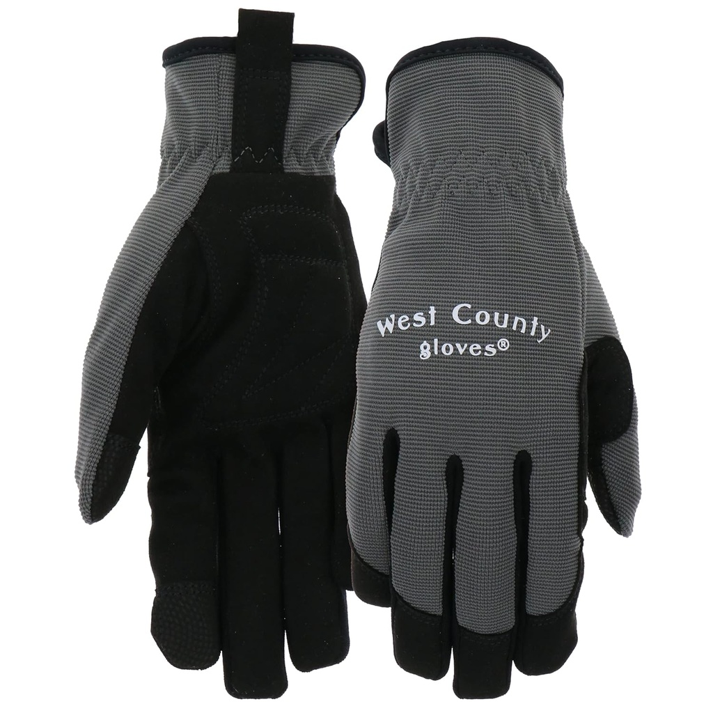 West County Gardener Unisex Tactile Glove, Eco Friendly Seamless Knit Shell with Sandy Nitrile Palm, Touchscreen Capable, Water Resistant, Superior Grip, Large, Gray (WG32001C-XL)