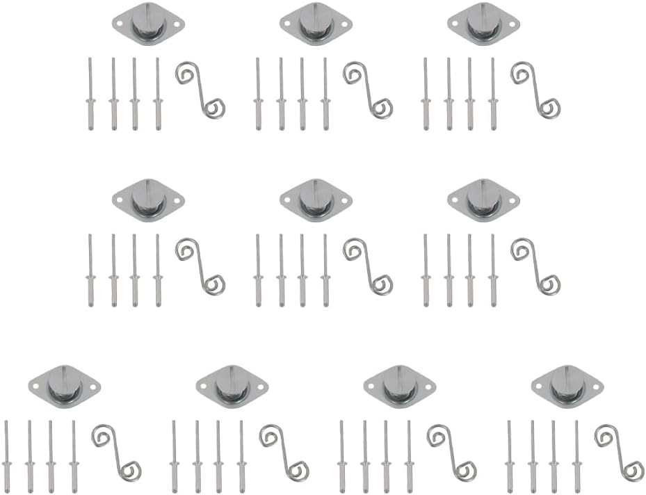MOTO4U Self Ejecting Fasteners for ATV UTV, Quarter Turn Fastener Spring Loaded with Springs and Plates for Fastening Sheet Metal and Door Panel, Sliver Aluminum(10 pack)