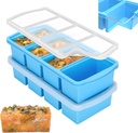 Silicone Freezer Trays with Lid,1-cup Soup Freezer Container large Ice Cube Molds with Reinforced Steel Ring Top for freezing Soup Sauce Broth Leftovers oven Dishwasher -Safe(2-Pack)