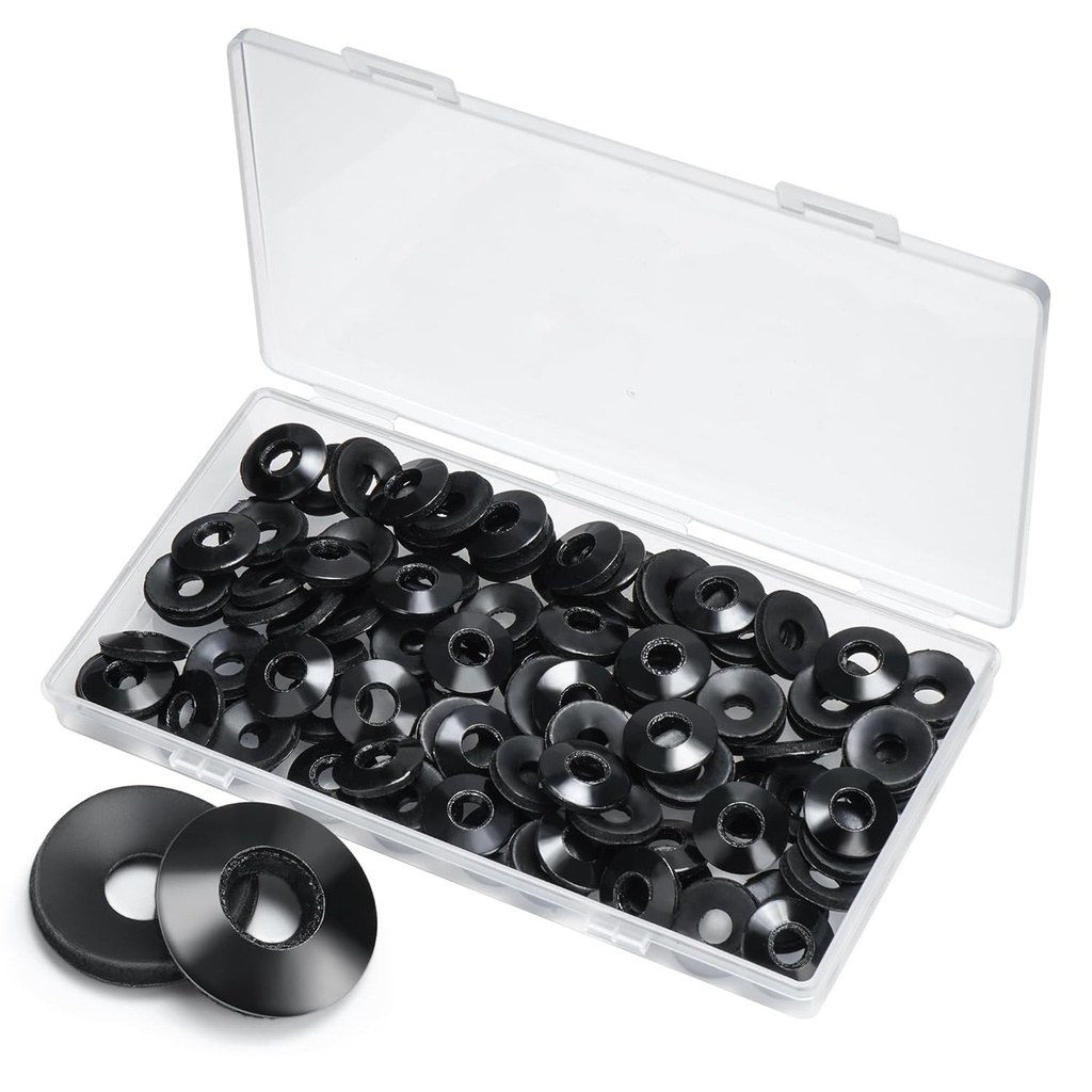 100 PCs 1/2" EPDM Bonded Sealing Washers, 304 Stainless Steel Roofing Screw Washers for Metal Panels & Outdoor Fasteners, Black