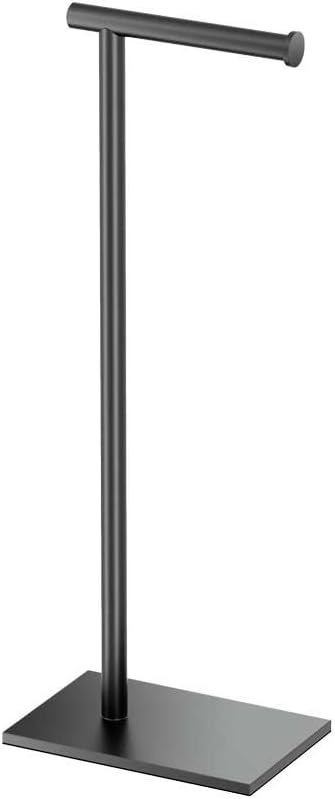 Gatco 1431MX Modern Square Base Toilet Paper Holder Stand, Matte Black, 22.25"H
