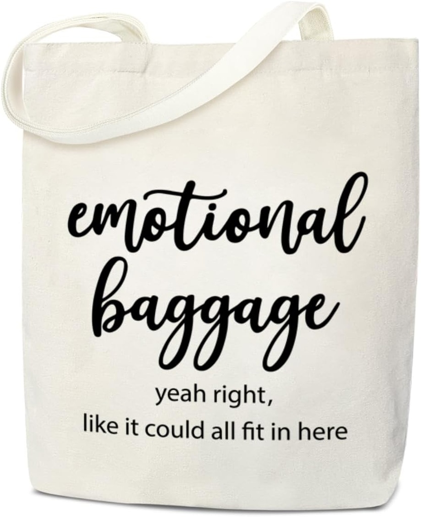 Funny Tote Bag for Women, Emotional Baggage Canvas Tote Bags Aesthetic, Birthday Funny Gift for Women, Friend, Daughter, Book Handbag Shopping Reusable Grocery Beach Shoulder Bag /A44