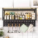 Gdrasuya10 Wall Mounted Kitchen Pantry Storage Kitchen Cabinet, Black Kitchen Cabinet Storage Organizer with Up-Flip Door Metal Kitchén Rack Cabinét Shelf for Dining Room, Kitchén