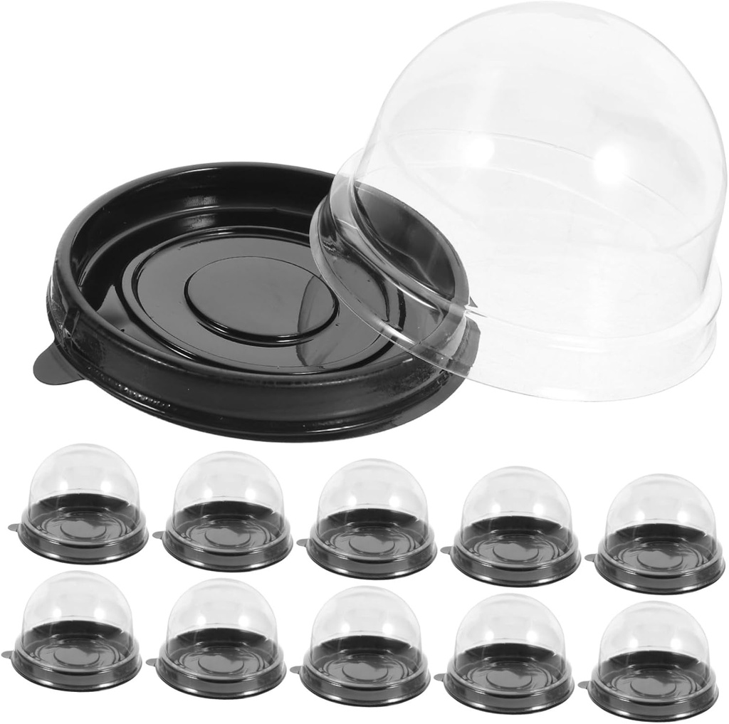Cabilock 50pcs Round Moon Cake Boxes Lids Dessert Containers for Pastries Mini Cupcake Holders for Bakery Parties and Special Occasions
