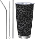 Stainless Steel Insulated Tumbler with Lid and Straw Black Leopard Drinking Glasses Cheetah Animal Drink Cup for Water, Iced Tea Or Coffee Stainless Steel Water Bottle