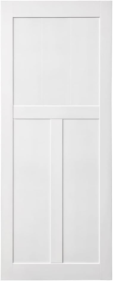 28" x 84" T Style Primed MDF Door Slab - Modern Interior Door Panel - DIY Ready to Assemble Door for Barn & Pre-Hung Doors - White