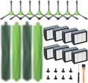 Replacement Parts for iRobot E, I & J Series, Combo i5, j5 Robot Vacuum Accessories Kit Include: 2 Set of Multi-Surface Rubber Brushes + 8 HEPA Filters + 8 Edge-Sweeping Brushes