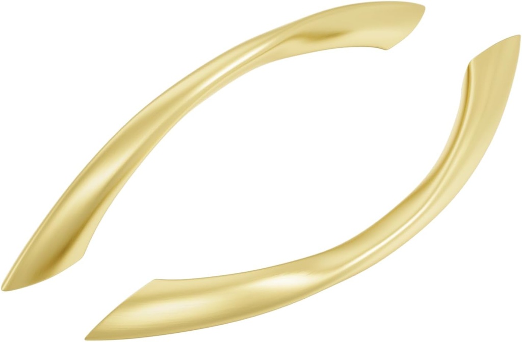 goldenwarm 10 Pack 5 Inch Brushed Gold Cabinet Handles Arch Twisted Brass Drawer Pulls,Zinc Alloy Dresser Handle for Kitchen Cupboard Bathroom