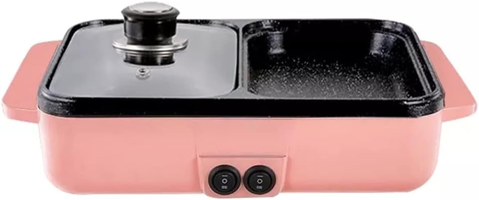 110V/220V 2 in 1 Electric Hot Pot Cooker BBQ Grill Non Stick Plate Barbecue Pan Hot Pot 1400W (A 34.5x25x8cm) (A 34.5x25x8cm)