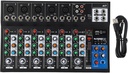 7 Channel Sound Mixer with BT, USB Interface, LED Indicators for Home Stage Live Streaming, Ultra Slim Design, Full Dynamic Control, Suitable for IOS, Tablets, MP3 players