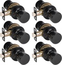 HOSOM 6 Pack Passage Door Knob, Matte Black Door Knobs Keyless Doorknobs for Interior Door, Black Door Handles