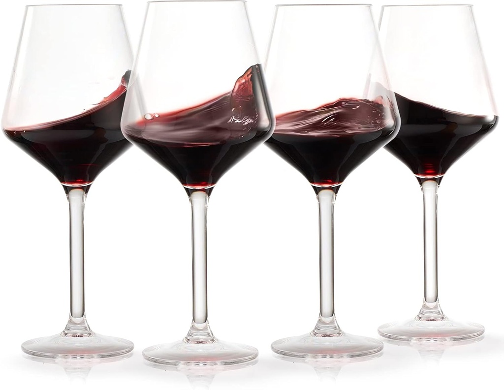 Unbreakable European Style Plastic Crystal, Stemmed Wine Glasses | Set of 4 | Acrylic Tritan Drinkware, Unbreakable Clear Color Shatterproof BPA-free, Reusable, Floating Pool & Indoor & Outdoor, 18oz