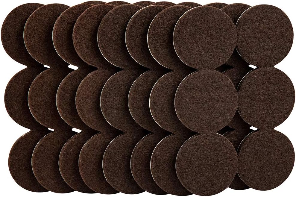 SoftTouch 48 Pack Heavy Duty 1.5" Felt Furniture Pads – Self-Adhesive Floor Protectors for Hardwood, Tile, Laminate – Scratch & Noise Reduction for Chairs, Tables, Couches – Brown