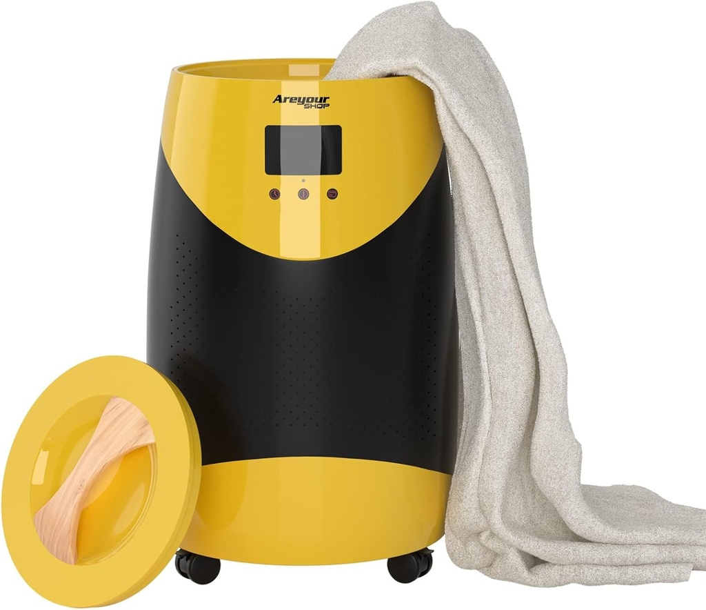 Topteng Yellow Towel Warmer 20Lwith Wheels, Towel Heater Hot Tub Towel Warmer Bucket Style Large Hot Towel Warmer Drying Rapid Heat-Up Auto Shut Off YE for Bathroom