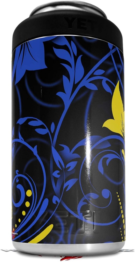 Skin Decal Wrap compatible with Yeti 16oz Tall Colster Can Cooler Insulator Twisted Garden Blue and Yellow (COOLER NOT INCLUDED)