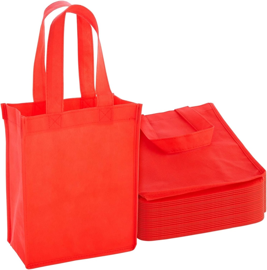 Okuna Outpost Canvas Tote Bag Set - 24-Pack, 10 x 8 x 4 in, Red - Compact Reusable Grocery Bags - Non-Woven Fabric Bulk Gift Carriers
