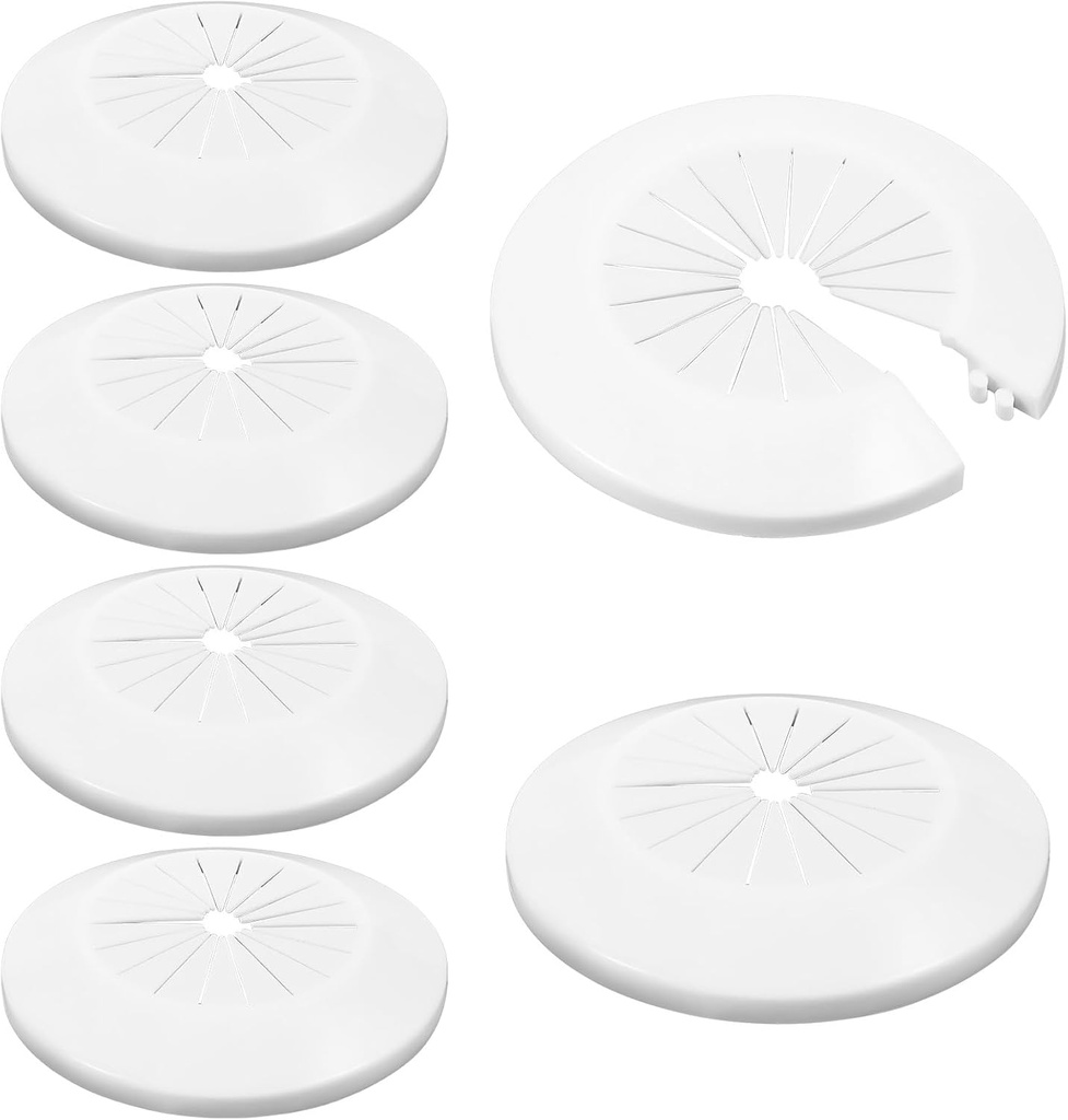 6 Pcs Plastic Pipe Cover Decoration Toilet Flange Cover White Plastic Plumbing Cover Plates Flange Pipe Cover Decoration Toilet Drain Pipe Cover For Radiators Water Pipes Angle Valves(14-26mm)