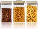 Airtight Food Storage Containers with Pop-Top Lids, 3 Pcs Stackable Plastic Canisters for Kitchen Pantry Organization, BPA-Free, Ideal for Cereal, Snack, Flour, Sugar, and Dry Food, 1.54qt*3