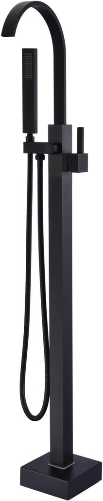 Freestanding Bathtub Faucet Tub Filler Black Floor Mount Single Handle with Hand Shower