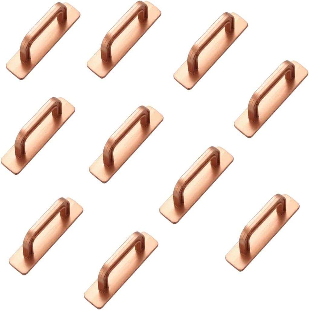 10-Pack Self-Stick Drawer Pulls, Non drilled with Adhesive Plastics Door Handle, Suitable for Wardrobe, Kitchen Cabinet, Wall Kitchen, Glass Bathroom Cabinet Door Pulls (Gold, Length 3.9 ")