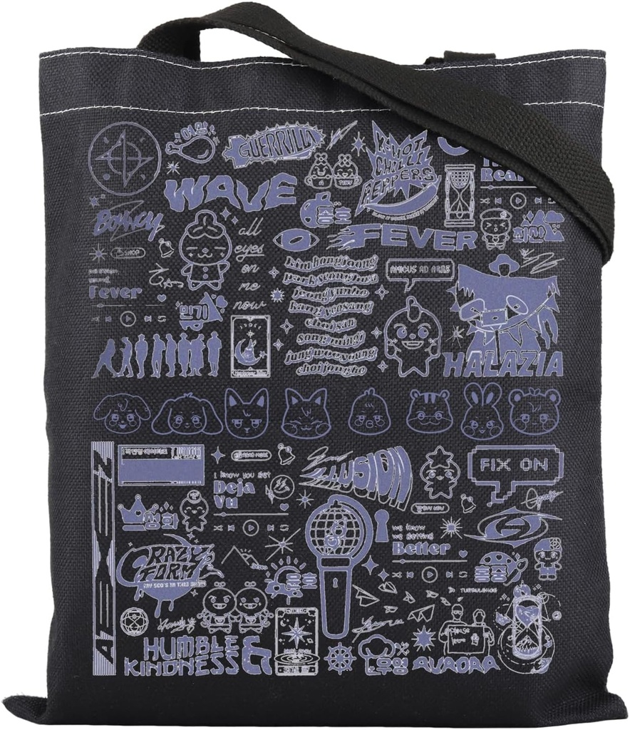 ZJXHPO Kpop Tote Bag Kpop Lover Gift Concert Reusable Grocery Shopping Bag K-pop Shoulder Bag (BL Wave Tote)