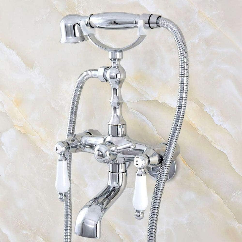 Faucet Wall Mount Polished Chrome Bathroom Tub Faucet Hand Shower Bathtub Filler Tap