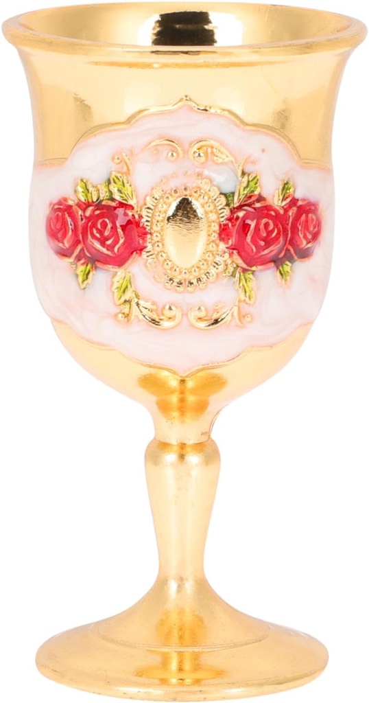 Retro Wine Goblet Zinc Alloy Cup for All Beverages for Parties Home Decor and Banquets Unique Flower Pattern and Easy to Clean