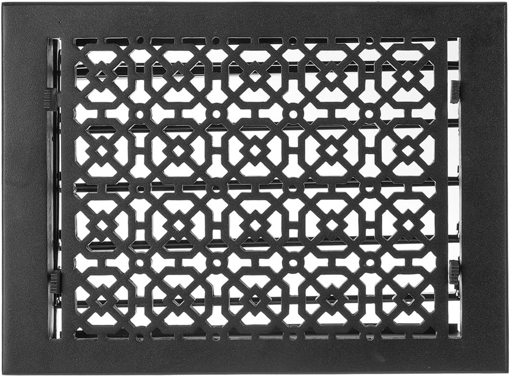 Achtek 9"x12" Duct (10-1/2"x13-3/4" Overall Size) Solid Cast Aluminum HVAC Air Supply Grill for Floor-Black Without Screw Holes with Detachable Steel Louver | Powder Coated