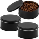 Homaisson 3 Pcs Coffee Bean Tins with Lids, Round Present Tins, Matte Black Iron Boxes, Classic Design, Sturdy Storage for Various Items, 4.7×2.4"