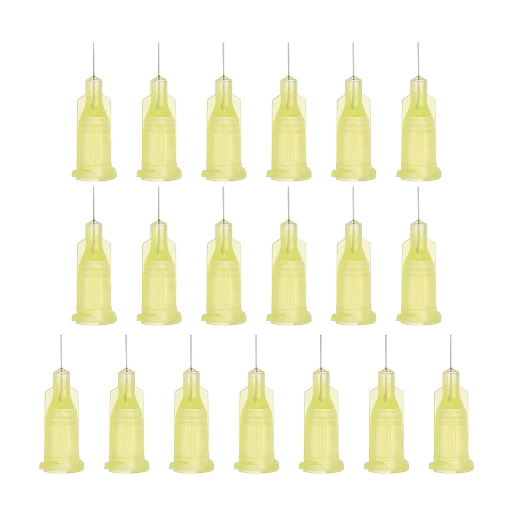 PATIKIL Blunt Tip Dispensing Needles 32G, 20 Pcs 0.26 Inch Industrial Liquid Dispenser Needle with Lure Lock for Refilling Liquid Ink Adhesive Glue, Yellow