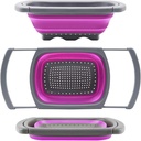 Qimh Collapsible Colander, Kitchen Colander Set Over Sink Strainer Veggies/Fruit Colanders Strainers with Extendable Handles, Dishwasher Safe Folding Strainer for Kitchen, 6-Quart, BPA Free