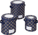 Honey-Can-Do Honey Can Do Round Dinnerware Storage Box Set of Three, Golden Scallop Print SFT-09238 Navy Blue