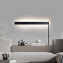 Modern Plug in Wall Sconces, 23.6 inch Frosted Black LED Long Wall Lights, 12W Warm White 3000K Acrylic Indoor Wall lamp,with 59" Plug Cable for Bedroom, Living Room, Bathroom Makeup, Hallway
