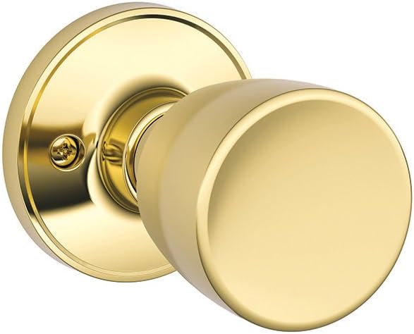 J-Series by Schlage Byron Door Knob with Standard Trim, One-Sided Non-Turning Dummy Handle, Bright Brass, J170 BYR 605