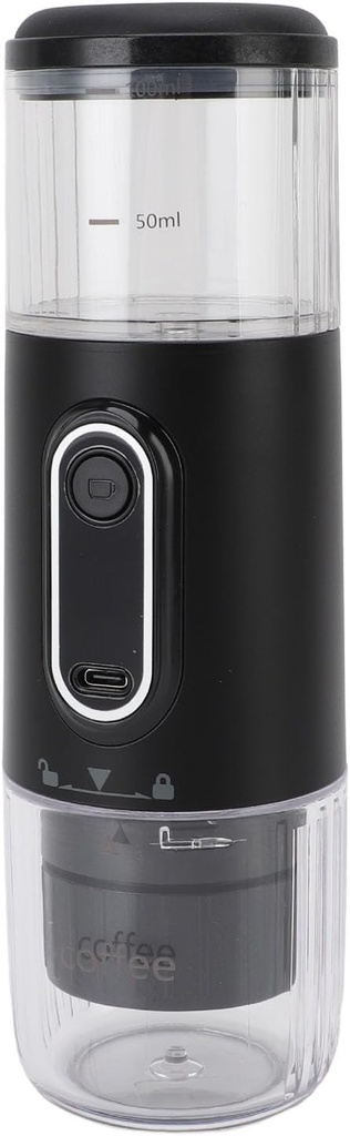Portable Electric Espresso Machine, Travel Coffee Maker for Camping, Type C Handheld Capsule Coffee Maker Machine for Outdoor Car (Black)