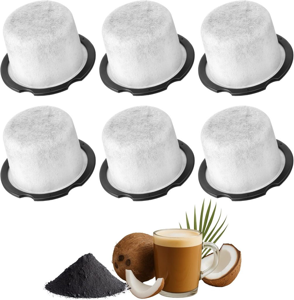 Qualirey 6 Pack Coffee Water Filter Replacement, Compatible with Café and GE Profile Grind & Brew Machine, Charcoal Coffee Filter Cartridges, Replacement for C7CGFLTR, Replace Every 3 Months