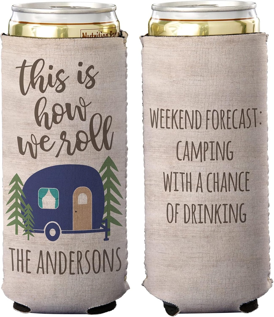Personalization Universe This Is How We Roll Personalized Camping Slim Can Cooler