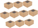 10pcs Kraft Paper Cake Boxes Window Cookie Containers for Bakery Pastry Cupcake Packaging for Parties and Events