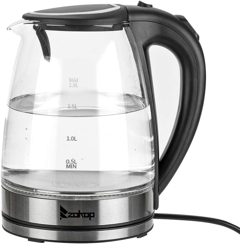 Electric Kettle with Glas,Electric Glass Kettle and Tea Maker with Temperature Controls 110V 1200W 1.8L Glass Electric Kettle,Auto Shut-Off and Boil-Dry Protection