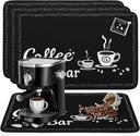Jucoan 4 Pack Coffee Bar Mat 24" x 16", Rubber Backed, Hide Stain Absorbent Coffee Maker Mat for Countertop Fit Under Espresso Machine, Dish Drying Mat for Home Kitchen