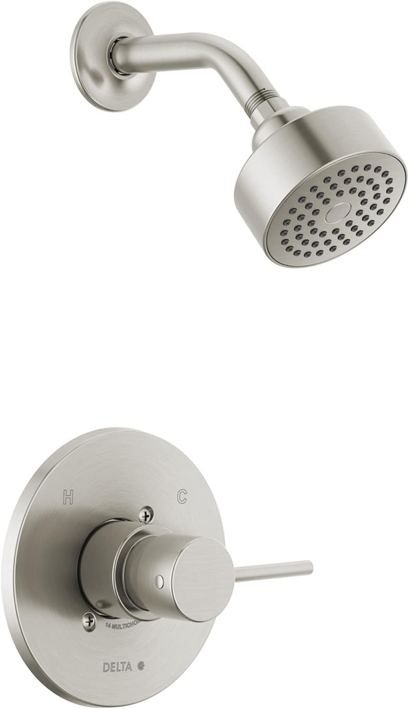 Delta Modern 14 Series Shower Faucet Set, Brushed Nickel Shower Head and Handle Set, Valve Trim Kit, Stainless T14259-SS-PP (Valve Not Included)
